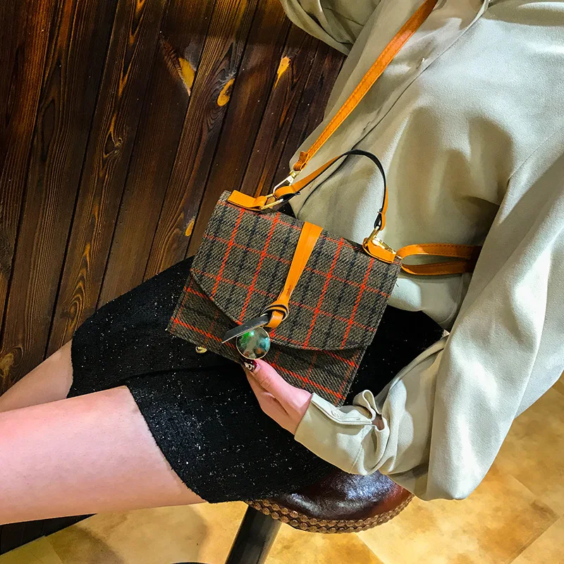 Женская сумка мессенджер в клетку маленькая квадратная на плечо 2019|Сумки с