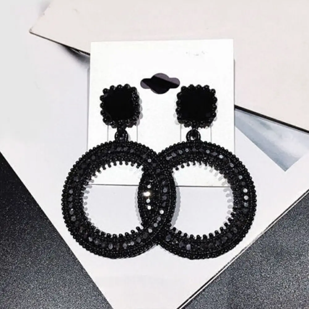 Temperament Gorgeous Rhinestone Crystal Large Circle Dangle Drop Ear Earring For Women Fashion Jewelry | Украшения и аксессуары