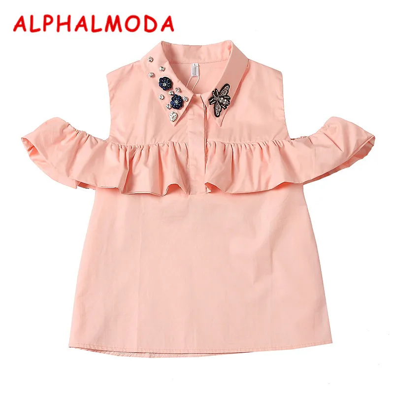 Женская однобортная блузка ALPHALMODA стильная рубашка с 3D цветочным воротником