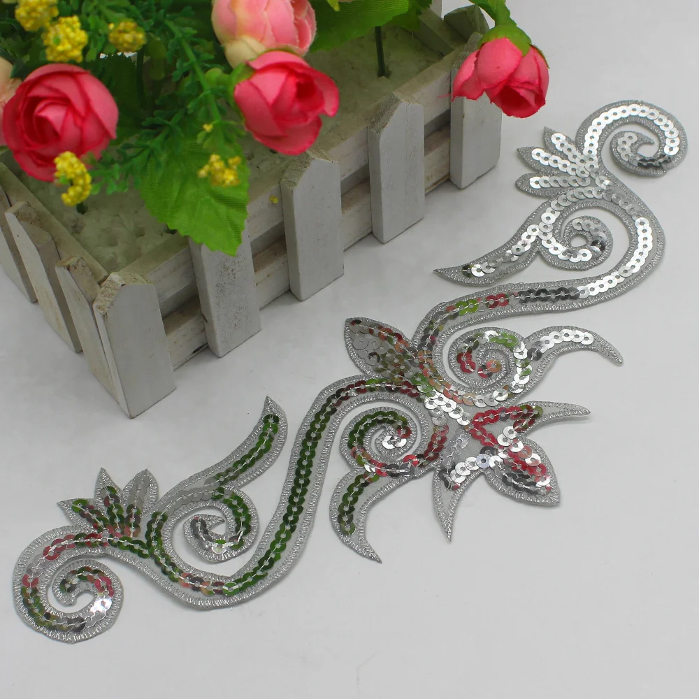 1 шт. патчи для волос с блестками 30 х10 см|sequin flower applique|flower appliqueflower trim |