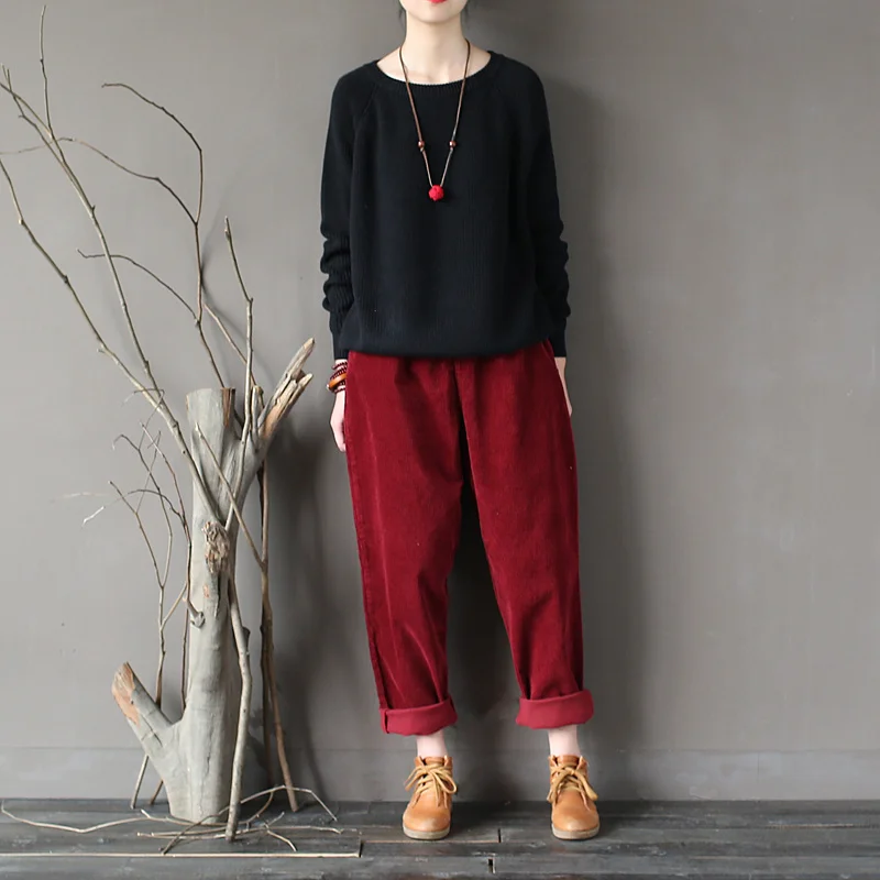 Johnature 2021 Women Warm Sweater Autumn Winter Solid Cotton Loose Knitted Casual O-neck Female Pullovers | Женская одежда
