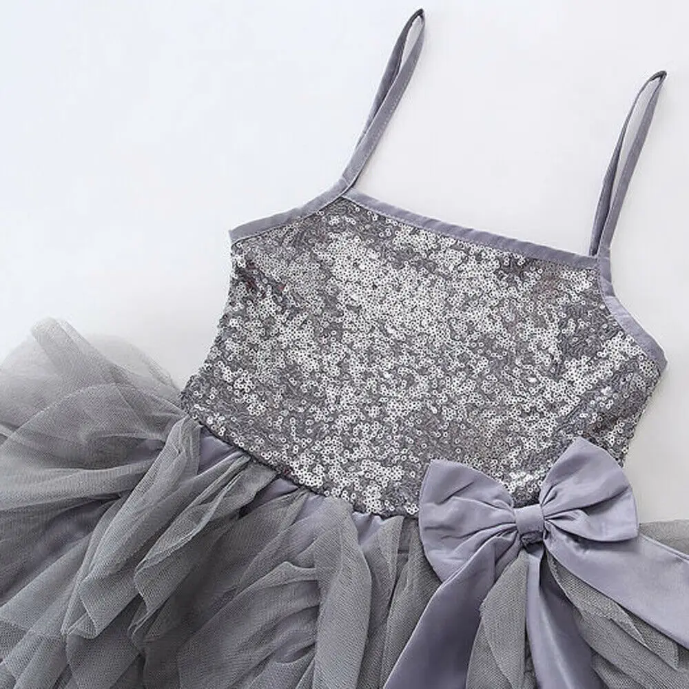 Новейшее платье принцессы из тюля с бантом для маленьких девочек одежда