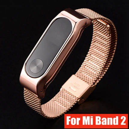 Металлический ремешок Ollivan для Xiaomi mi Band 2 3 4, ремешок для браслета из нержавеющей стали, магнитный браслет mi Band 2 Band 3 Band 4, аксессуары для замены - Цвет: rose gold for mi 2