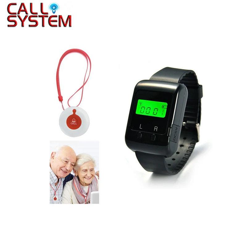 

Caregiver Pager Wireless Nurse Calling System Emergency Caller for Elder Patient Pendant Nursing Home 1 wrist pager 1 button