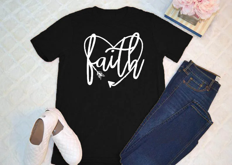 Вера сердце Женская Повседневная христианская вера на основе веры графические