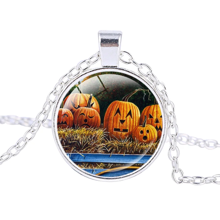 Ожерелье на Хэллоуин тыквенная голова трюк или лечение детская игра серебряное