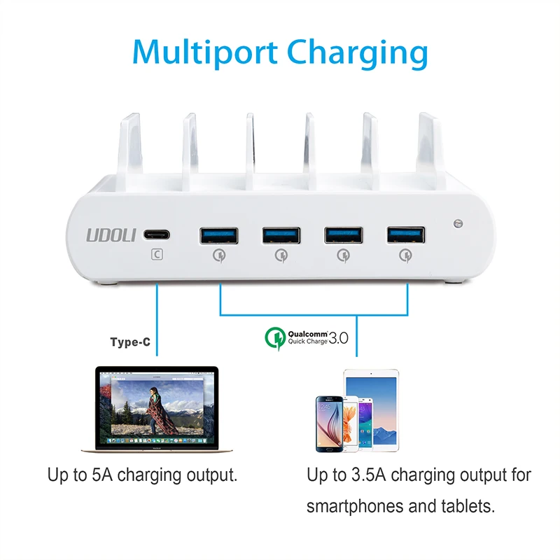 110 Вт 5 портов USB USB-C type-C QC 3,0 Универсальное зарядное устройство для ноутбука зарядная станция для ноутбука Macbook iPhone X/iPhone 8/iPhone xs