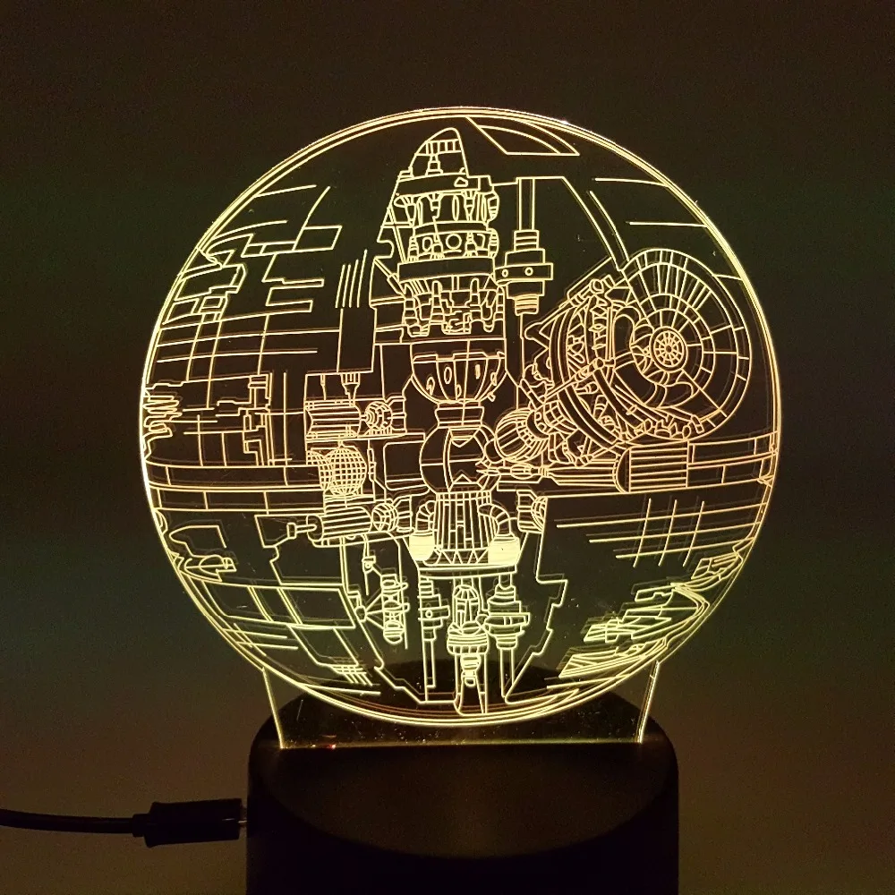 Экшн фигурка Death Star 3D ночники меняющие цвет 7 цветов светодиодный лампа модель