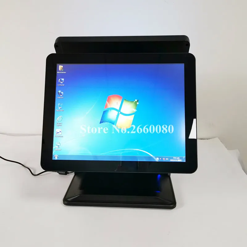 1" двойной ЖК-экран одна Сенсорная панель POS машина кассовый аппарат для ресторанов и супермаркетов все в одном POS системный терминал