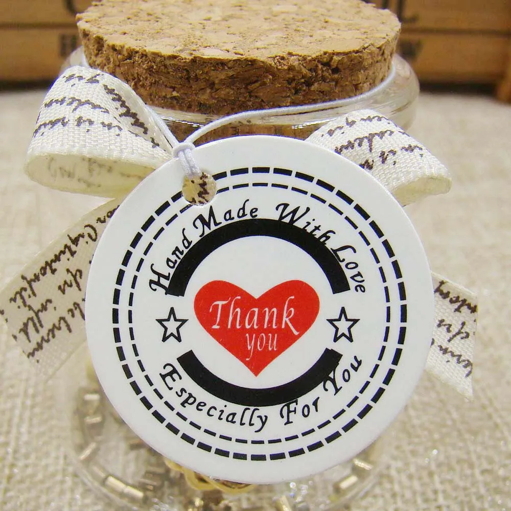 Персонализированные спасибо Свадебные бирки с красными цветами сердце