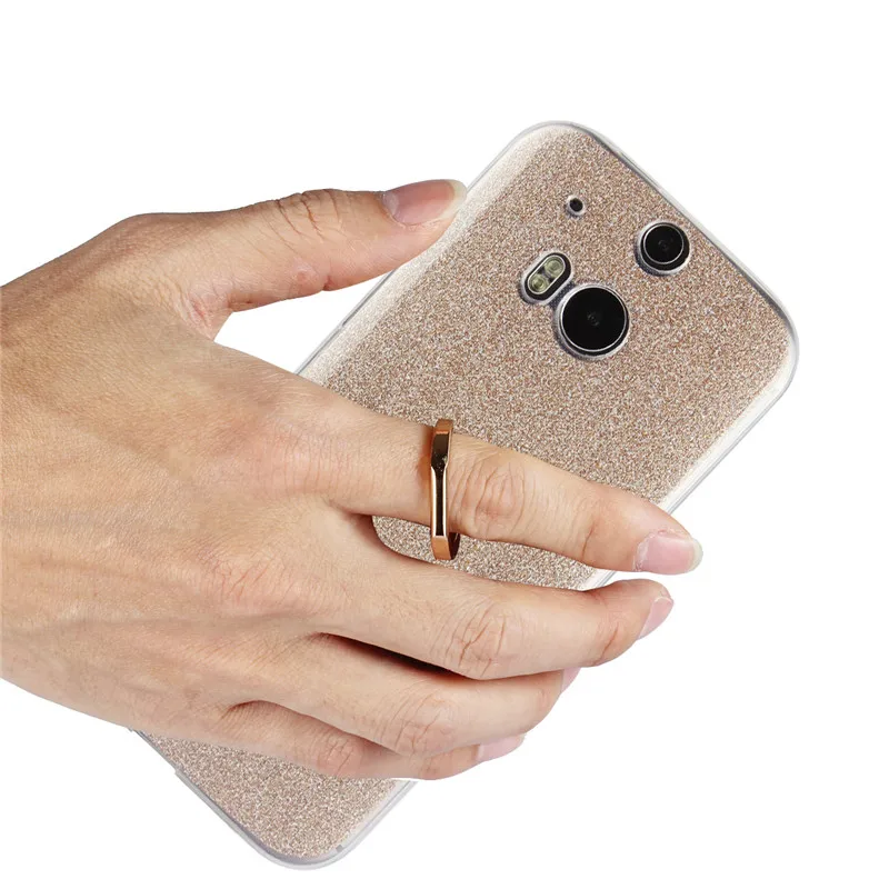 Мягкий силиконовый чехол с кольцом держателем и блестками для HTC One M8 M8/M8S мягкая