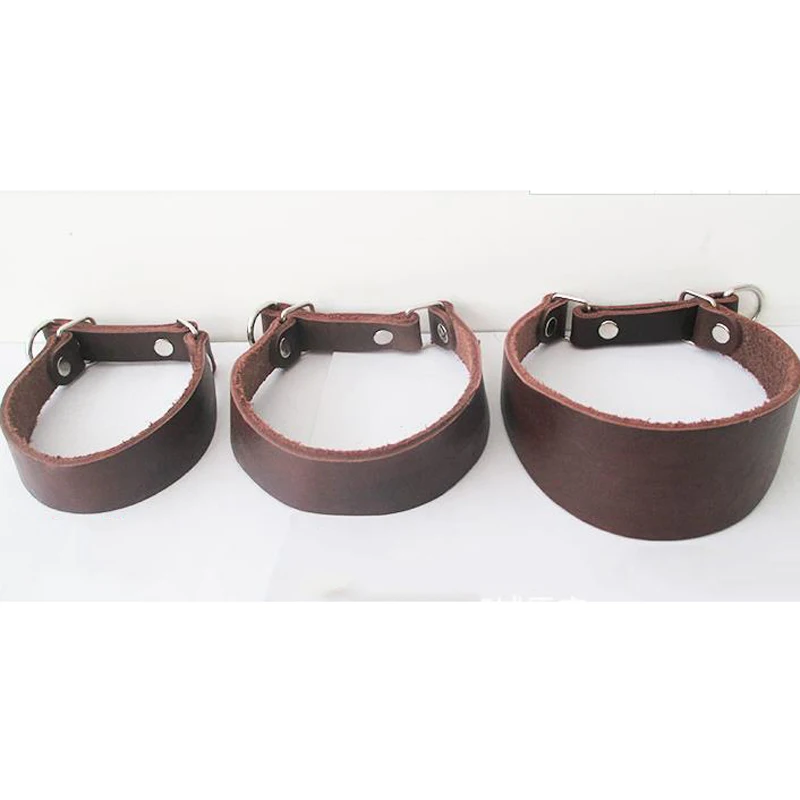 

Greyhound Dog Collar Leather Pet Necklace for Slim Neck No Pull Pet Collar Accessories Durable Soft Hound Dog Collar Brown