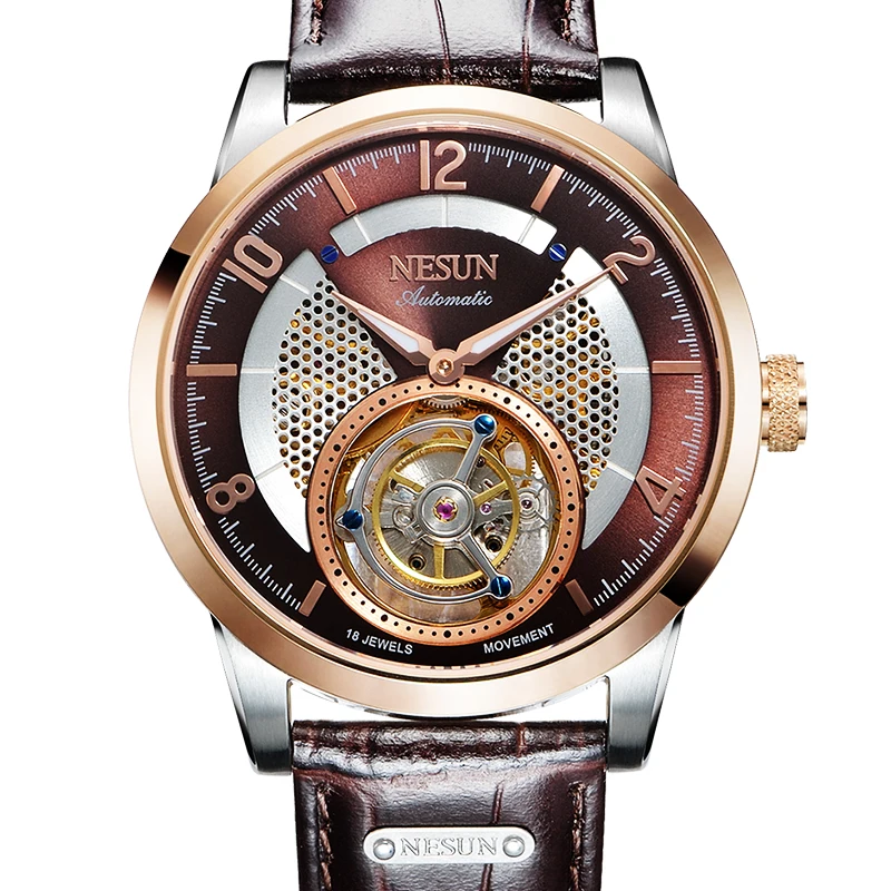 Швейцарский бренд NESUN ограниченный выпуск мужские часы Tourbillion автоматические с
