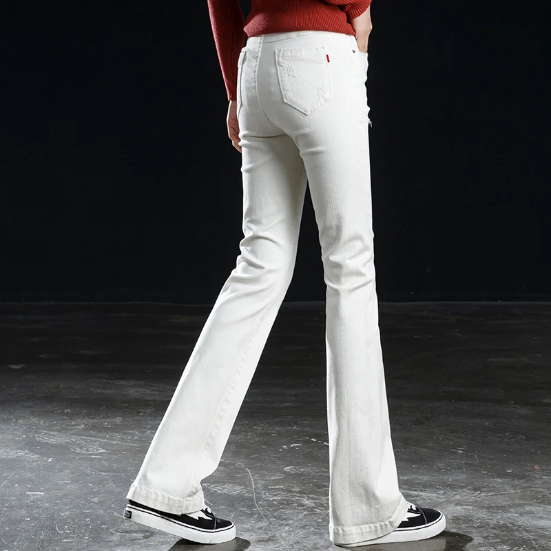 Shangege women white flare wide leg jeans lady full length skinny denim trousers for spring autumn free shipping | Женская одежда