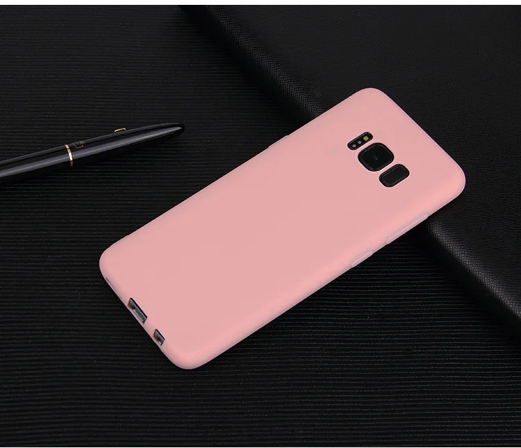 Мягкие Матовые чехлы из ТПУ для Samsung S8 Note 8 9 10 S7 edge S9 Plus чехол накладка однотонного