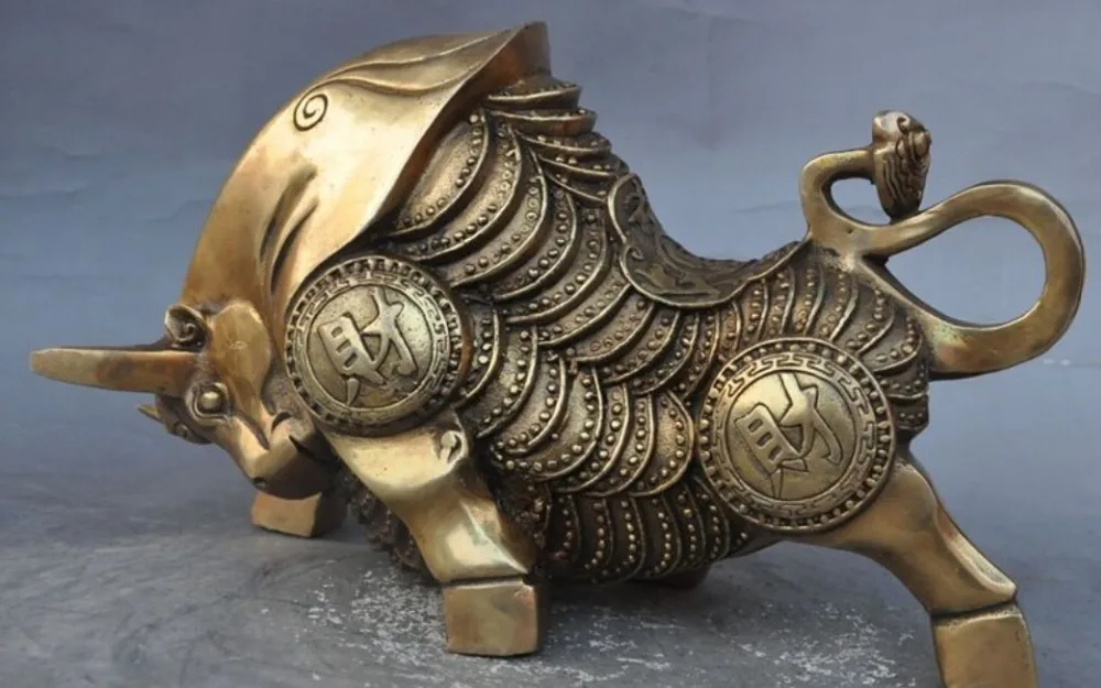 ZSR 529 + 11 &quotкитайские латунные фэншуй богатства фондовый рынок Wall Street Oxen Bull Market