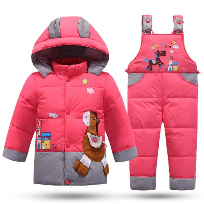 2021 winter children girls clothing set duck down jacket sets pants hooded baby girl boy clothes coat Pony pattern kids enfant | Детская