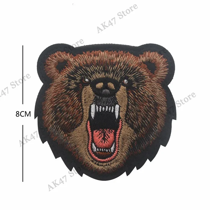 bear Тактические животные Череп шлем перо медведь Tigher Волк Акула Банни оружие военное боевой дух нашивка вышитый значок эмблема - Цвет: bear