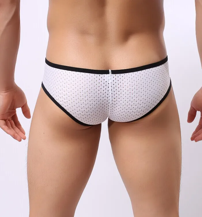 Мужские дышащие трусы бикини с низкой посадкой нижнее белье из сетчатой ткани