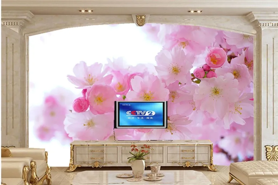 

Custom 3d murals papel de parede,Beautiful pink cherry blossoms,hotel restaurant living room sofa TV wall bedroom wallpaper