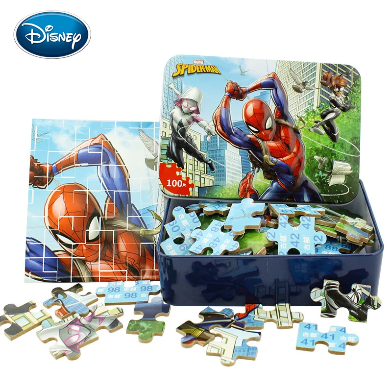 Дисней железный ящик головоломка деревянные игрушки Раннее Обучение 60 шт. Микки