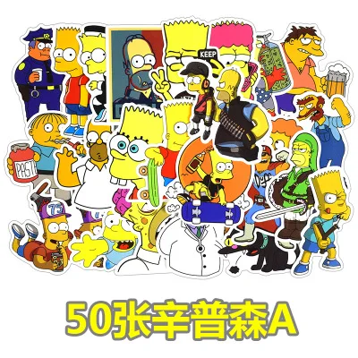 50 шт. не повторять Симпсон мультфильм Doddle водонепроницаемый стикер для багажа автомобиля Guaitar скейт телефон ноутбук велосипед мото наклейка s - Цвет: A