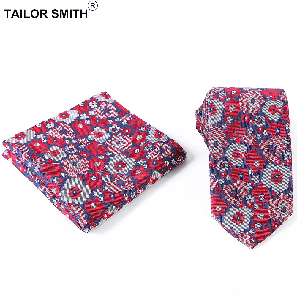Tailor Smith цветочный Комплект галстуков для Для мужчин 100% шелк красный галстук