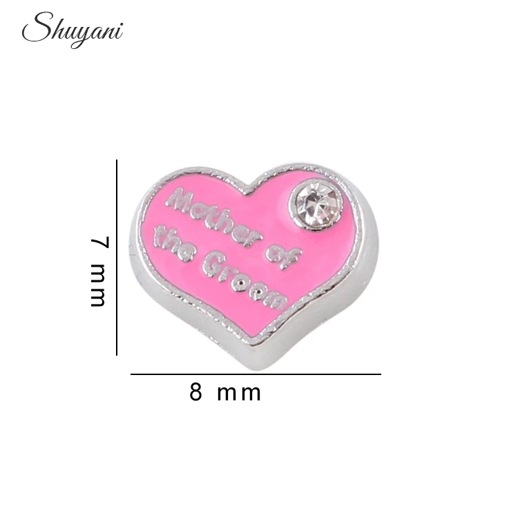 Модный эмалевый медальон с розовым кристаллом F152 очаровательное сердце для