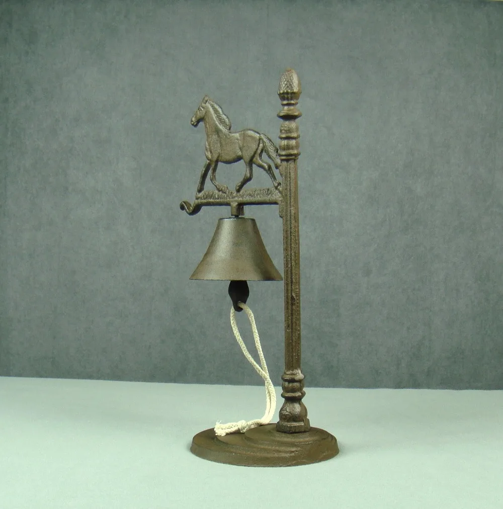 Винтажный чугунный настольный колокольчик в виде лошади античный металлический