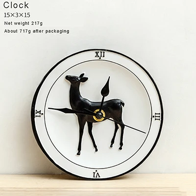 clock Креативная декоративная тарелка из смолы для гостиной, спальни, коридора, настенная подвеска с игрушечным лосем, картина, декоративная доска, ремесла, украшения-60140 - Цвет: clock
