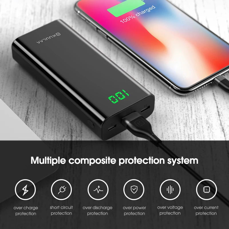 KUULAA power bank 10000 мАч портативное зарядное устройство для xiaomi redmi 7 mi 9 внешний