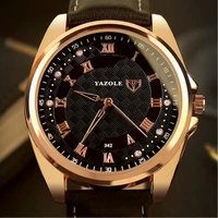 yazole men watch top brand luxury diamond watches fashion roman business watch men leather clock waterproof watches hour saat
