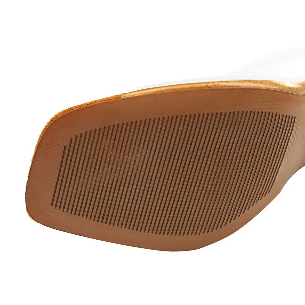 Женские сланцы на высоком каблуке 9 см летние прозрачные шлепанцы низком