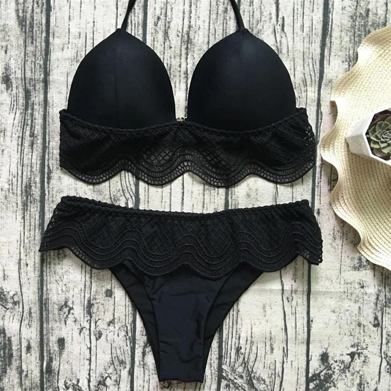 Сексуальные бикини женский купальник мягкая пляжная одежда Холтер набор низкая