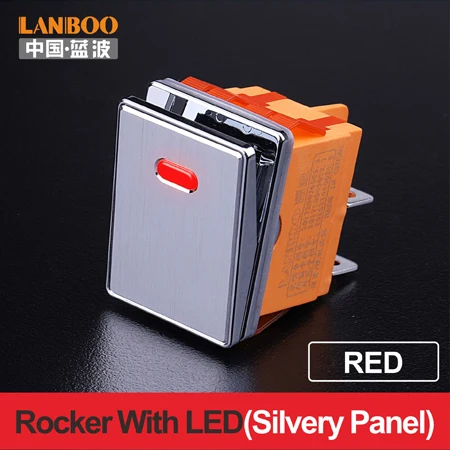 Red(Silvery Panel) LANBOO 16A250VAC DPDT Высококачественная алюминиевая панель Водонепроницаемый кулисный переключатель - Цвет: Red(Silvery Panel)