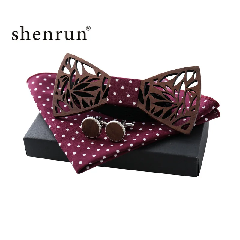 ShenRun деревянный галстук-бабочка набор и платок галстук Homme Noeud Papillon человек Corbatas