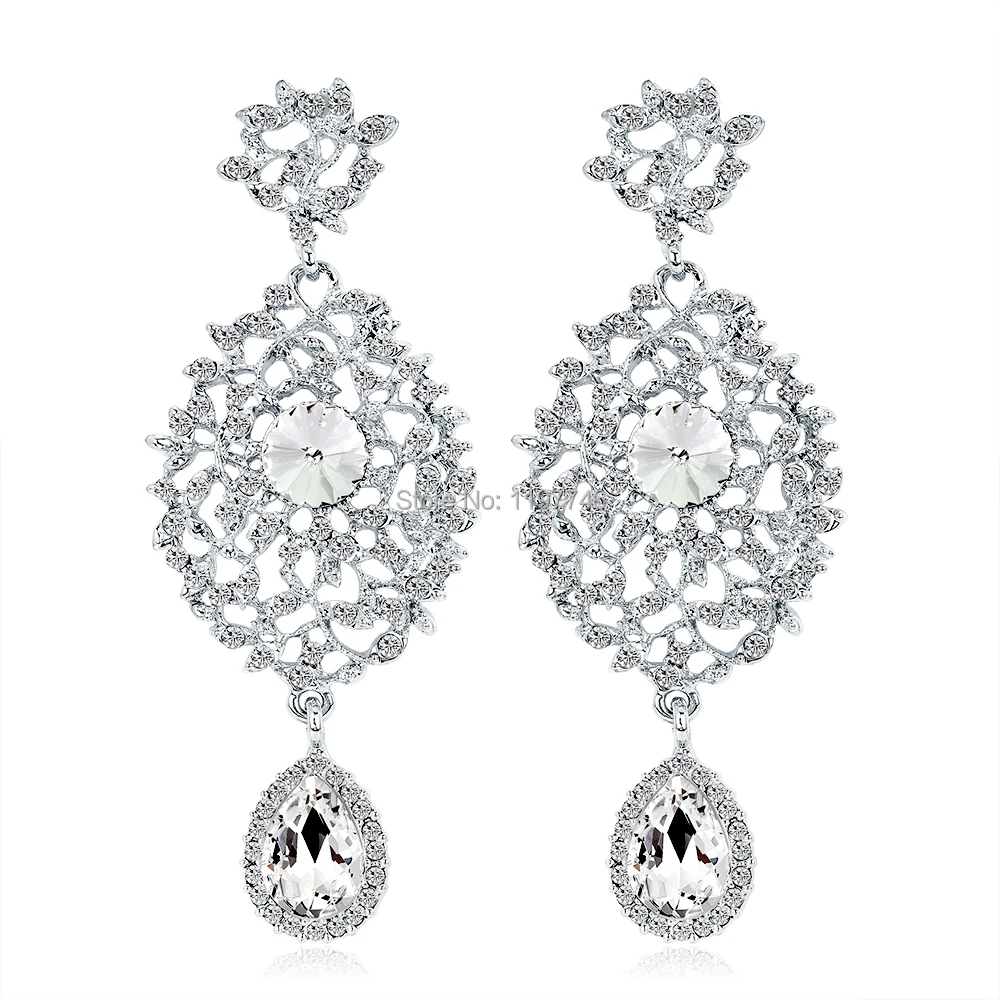 Женские серьги в форме капли воды длинные из прозрачного стекла | Украшения и