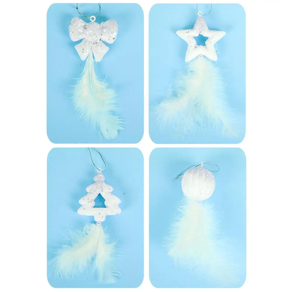 4 шт. белый пенопластовые перья Рождественская елка украшение кулон Ins Wind DIY