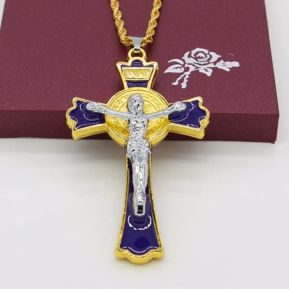 Adixyn INRI синий камень фотоэлемент для женщин двухцветный Золотой/Серебряный цвет