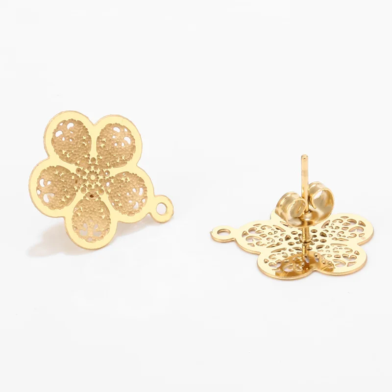 Новое поступление позолоченные полые серьги из нержавеющей стали пустые шпильки