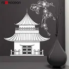 Пагода японское здание японская Сакура азиатское искусство наклейка виниловое искусство домашний декор Настенная Наклейка Съемная самоклеющаяся настенная комната 3477