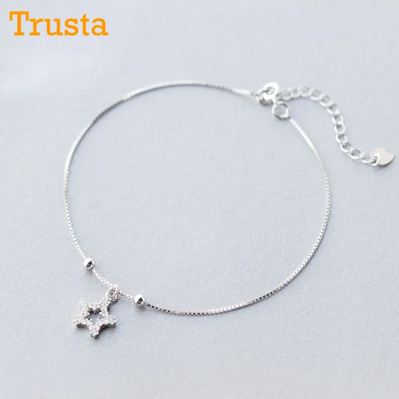Trusta 925 пробы серебряные Модные женские ювелирные изделия полые сердце браслет 15,5 см для подарка девушка леди дропшиппинг DS568