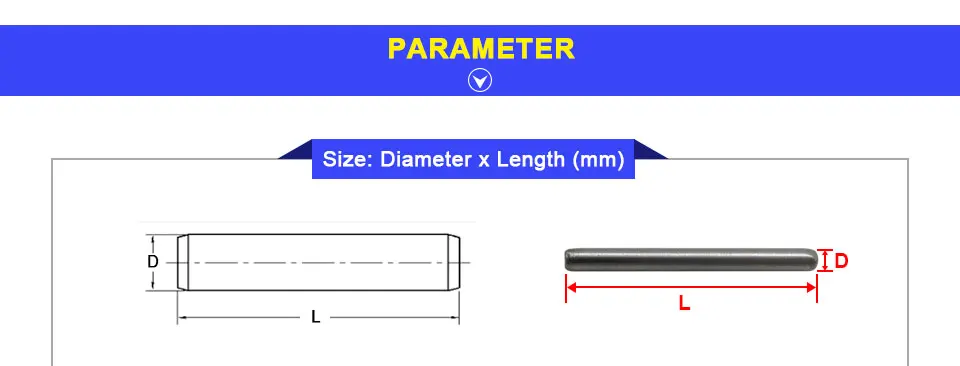 LUPULLEY 50pcs/lot Cylindrical Pins Dowel Pin Length 15.8mm Dia. 0.8mm/1mm/1.2mm/1.4mm/1.5mm/1.65mm Metal Fasten Element