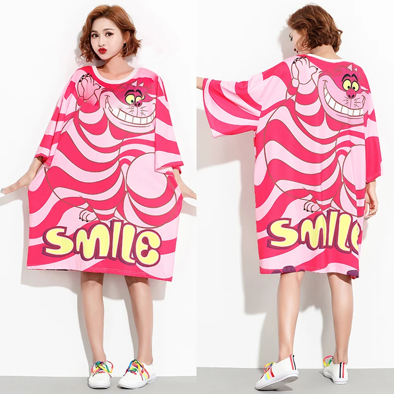 Женское платье в уличном стиле повседневное свободное тонкое большого размера с