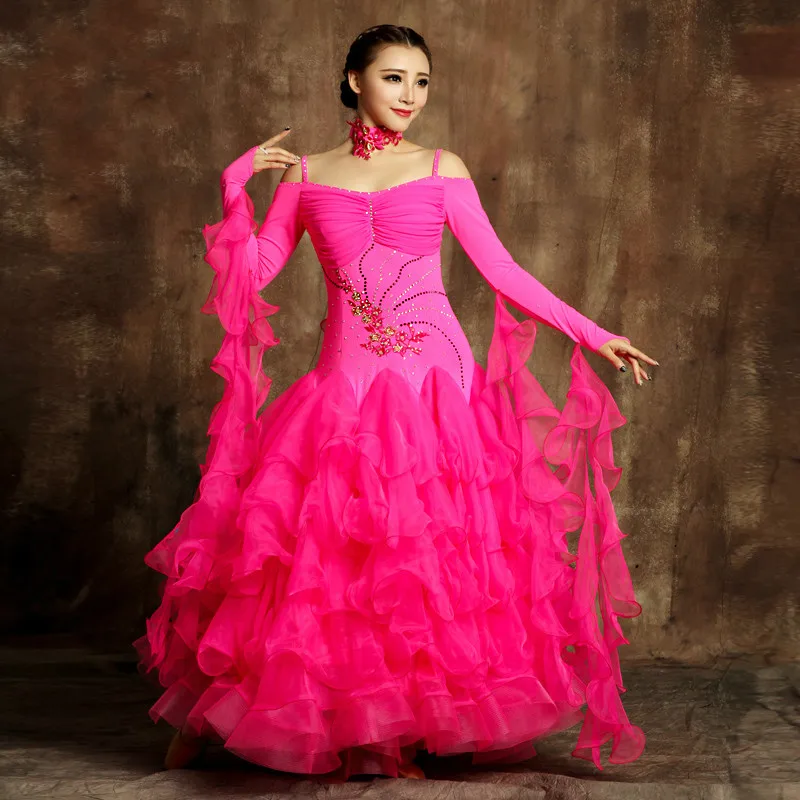 Luxury Modern Dance Costumes Female International Standard Ballroom Costume Dress Flamenco Skirts for Performance 18 | Тематическая