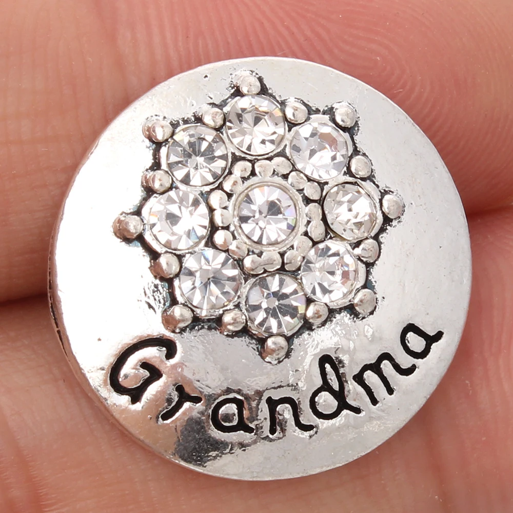 10 шт./лот новые кнопки ювелирные изделия кристалл мама бабушка металлическая