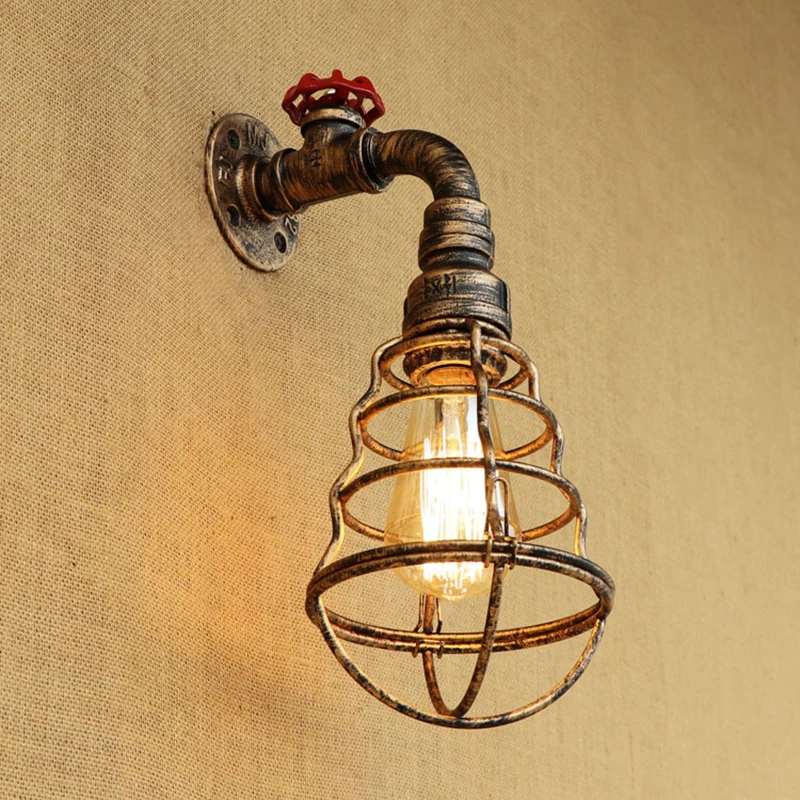 E27 старинные железные настенные лампы Ретро водопровод стиль металлический