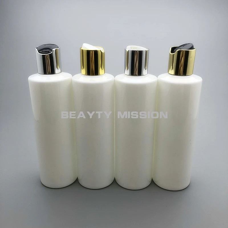 BEAUTY MISSION 250 мл 24 шт белые пустые Пластик шампунь пэт бутылок с золото/серебро