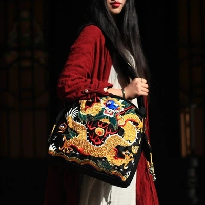 Женская Холщовая Сумка с вышивкой в этническом стиле|canvas women bag|women bagmessenger bag |