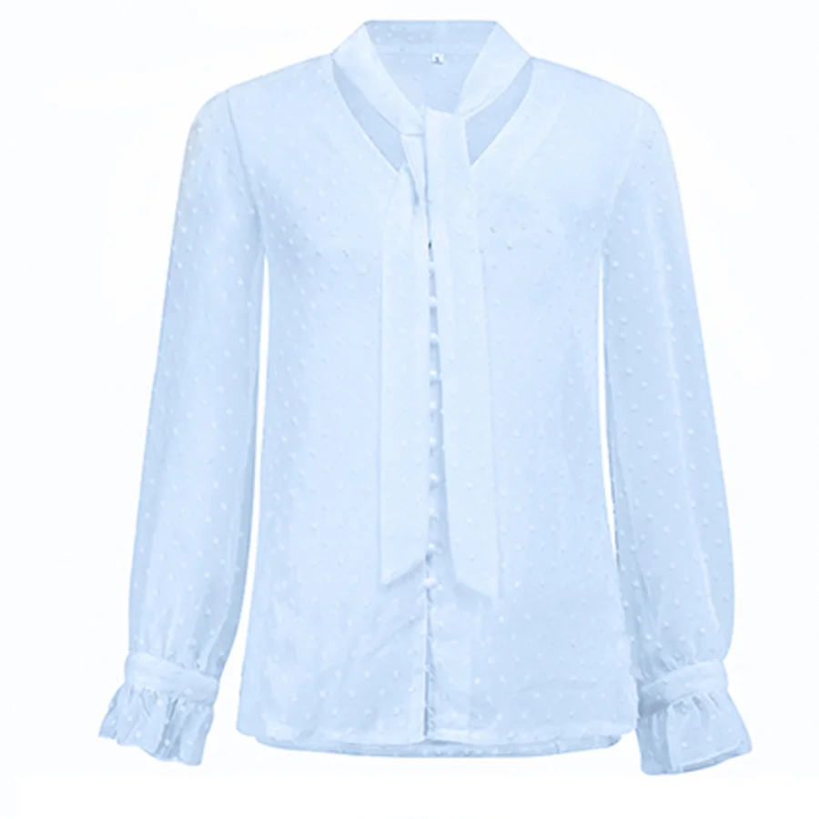 Повседневные женские рубашки в горошек облегающие Блузы с оборками v образным